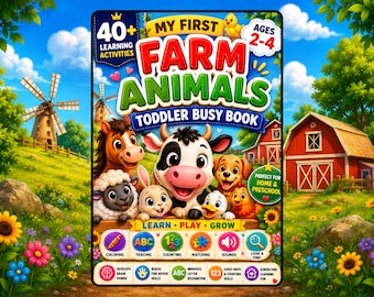 Libro de actividades para niños pequeños "Mis primeros animales de granja" / Carpeta de actividades imprimible para niños pequeños / Regalo para niños pequeños / Cuaderno de aprendizaje sobre animales de granja para preescolares