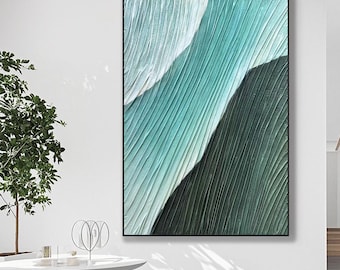 Grote groene abstracte schilderijen groene muurkunst getextureerde muurkunst sofa muur originele abstracte schilderijen groene minimalistische schilderijen gepersonaliseerde geschenken