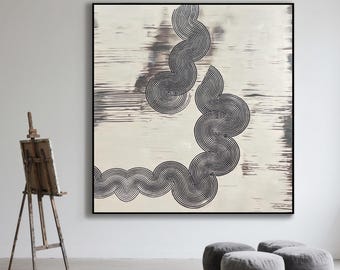 ベージュブラックの抽象画、ブラックのミニマリストな壁アート、ベージュブラックの侘び寂びの壁アート、大きなベージュのテクスチャ画、ニュートラルなテクスチャの壁アート