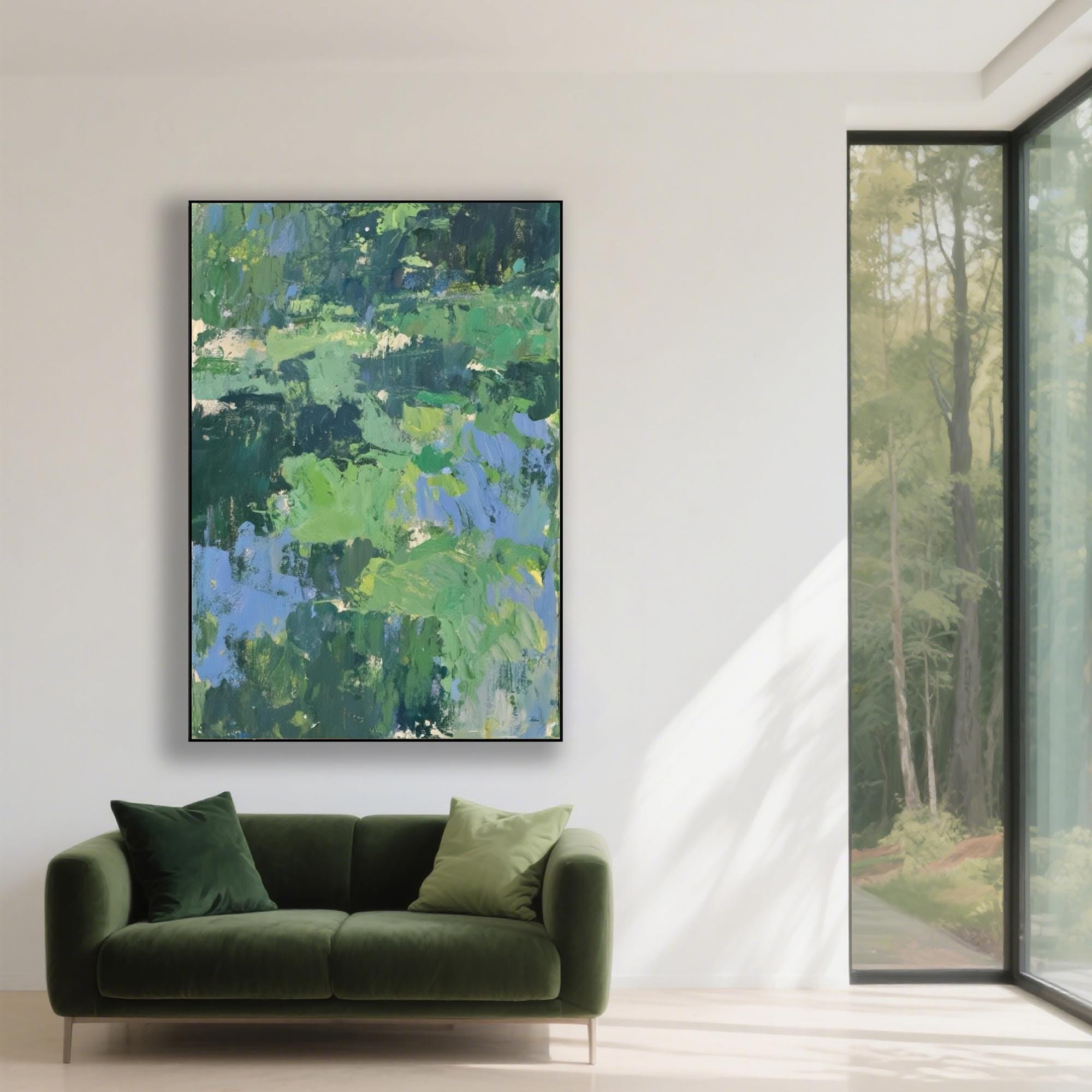 Large Green Abstract Oil Painting Original Green Wall Art Modern ...