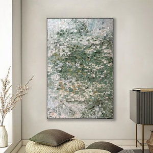 large abstract green painting, green minimalist modern art painting, thick green texture painting green abstract art green abstract painting