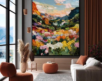 Textured Abstract Oil Painting on Canvas: Colorful Modern Wall Art  Modern Art Minimalist Decor for Living Room Framed Canvas Wall Art