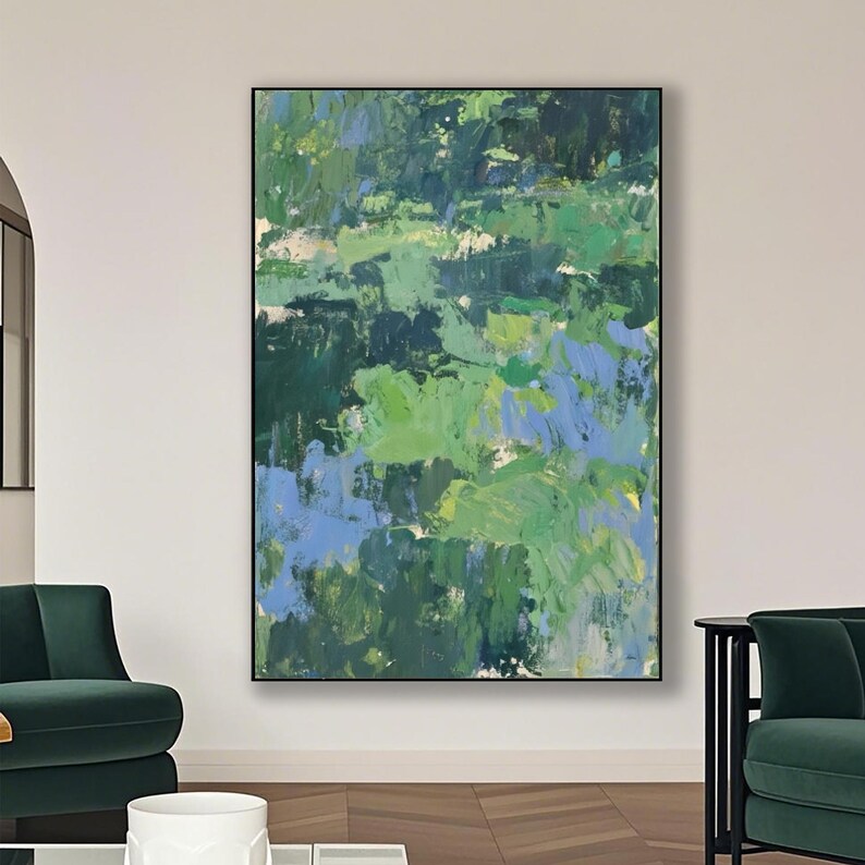 Large Green Abstract Oil Painting Original Green Wall Art Modern ...
