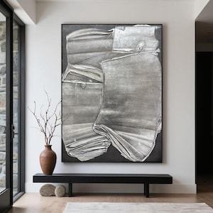 Original Black and grey wabi-sabi minimalist wall painting black textured canvas abstract painting grey abstract art custom modern painting