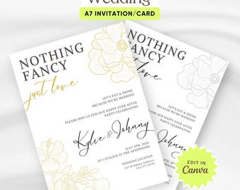 Modern Floral Wedding Invitation Template (5x7 inches) (Digital Download)