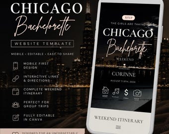 Bachelorette party itinerary digital Website Template Editable Mobile Bach Itinerary Canva Invite