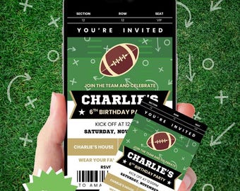Modèle animé pour toile d'invitation d'anniversaire de football