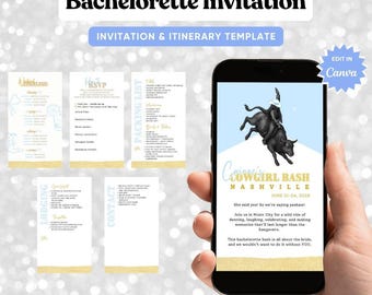 Rodeo Bachelorette Invitation Itinerary Template, Nashville Bach Weekend Guide (Digital Download)
