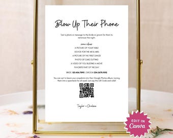 Wedding Photo Hunt Game Sign: "Blow Up Their Phones" (Canva Template)