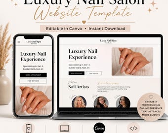 Nail Salon Website Template Mobile Canva Pro Download