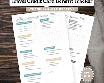 Chase Reserve Rewards Tracker: Travel Credit Card Benefits Checklist (Digital Download)