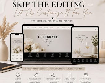 Website Customization Service for Wedding Bachelorette and Event Website Templates