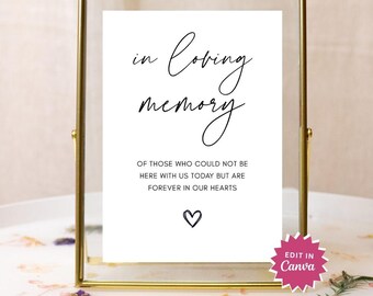 Wedding In Loving Memory Sign Memorial Table Decor Canva Template Digital Download