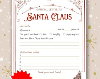 Letter to Santa Christmas Wish List Canva Template Print or Download