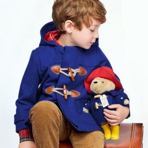 Paddington Bear Duffle Coat  Children&#39;s Classic Blue Wool Toggle Coat  Kids Paddington Bear Jacket  Heirloom Gift  Christmas Gift