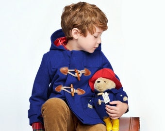 Paddington Bär Dufflecoat, Kinder Klassische Blaue Wolle Toggle Mantel, Kinder Paddington Bär Jacke, Erbstück Geschenk, Weihnachtsgeschenk