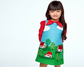 Robe Little Cloud et chemisier à nœud rouge de World of Eric Carle + Little Goodall/Vêtements pour enfants faits main