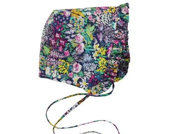 Floral Ruffled Baby Bonnet in Liberty London Painters Meadow Cotton Lawn