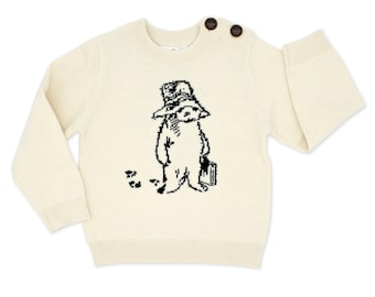 Paddington Bear Sweater, Classic Paddington Pullover for Children, Kids Paddington Jumper, Ivory Cotton Paddington Shirt, Birthday Gift