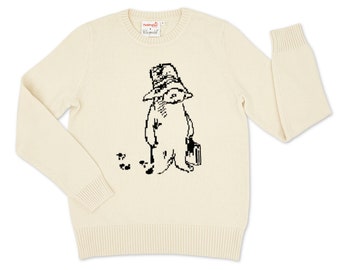 Volwassen Paddington Bear Sweater, Klassieke Paddington Pullover, Paddington Bear Jumper, Ivory Cotton Paddington Shirt, Unisex gebreide trui