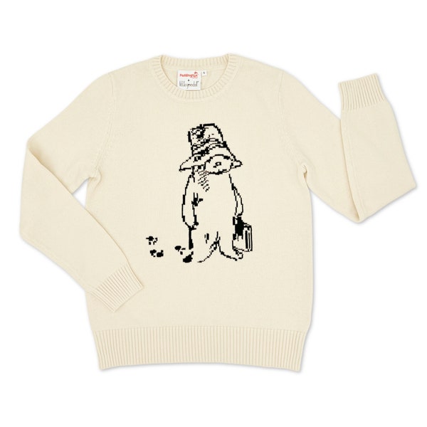 Adult Paddington Bear Sweater, Classic Paddington Pullover, Paddington Bear Jumper, Ivory Cotton Paddington Shirt, Unisex Knit Sweater