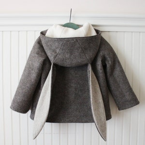 Boy's Bunny Coat// Brown Rabbit Coat// Kids Wool Coat// Easter Bunny Jacket
