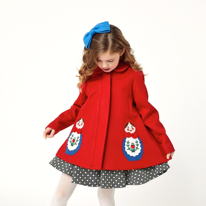 Girl's Red Coat// Matryoshka Coat//russian Nesting Dolls | Etsy