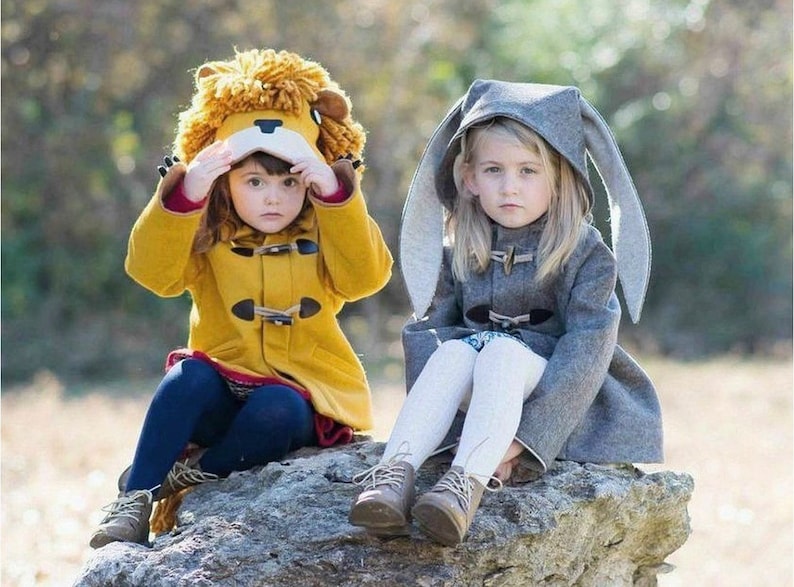 Lion Coat, Girls Lion Jacket, Wool Toggle Coat, Kids Winter Outerwear, Lion Costume, Animal Hoodie, Halloween Costume image 3