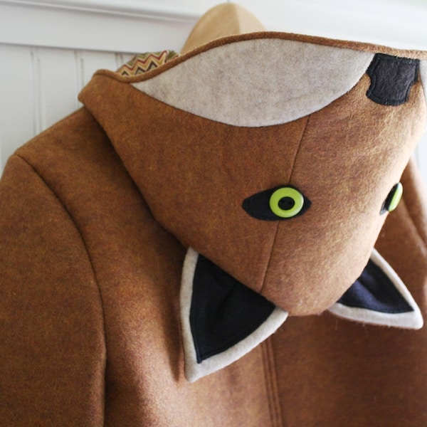 Adult Ladies Fox Coat in Sienna or Grey