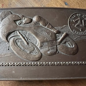 Vintage Tt Motorcycle Belt Buckle Solid Brass Motorcycle Racing Tt Dean & Adams