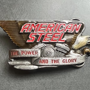 Vintage American Steel Engine And Eagle  Motorcycle Belt Buckle Harley Motorcycle By Dragon Designs