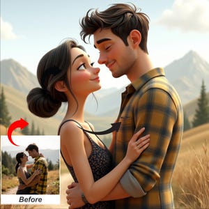 Custom Cartoon Pixar Style Portrait from Your Photo, Personalized Digital 3D Portrait Gift for Couple, Family, Pet | Birthdays and  Holidays