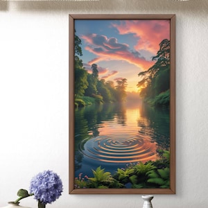 Dreamy lake at sunset - Lake Wall Art, Sunset Wall Art, Sunrise Wall Art, Nature Wall Art, Home Decor, Printable Wall Art, Digital Download
