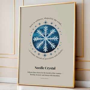Needle Crystal Poster, Snowflake Wall Art, Cosmic Crystal Print, Minimalist Winter Decor, Celestial Ice Art, Nature Inspired Gift