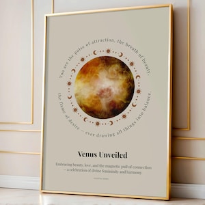 Venus Planet Poster: Celestial Art Print, Feminine Energy, Space Wall Decor