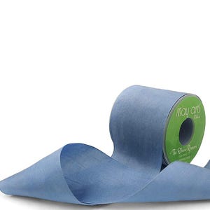 2 Inch 100% Hand-Dyed Silk Ribbon with Woven Edge - Blue Grey