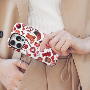 Retro Rote Collage Handyhülle, Rote Pop Cover - iPhone 16 15 14 13 12 Pro Plus Mini Max, Samsung Galaxy S23 S22 Ultra MagSafe Case