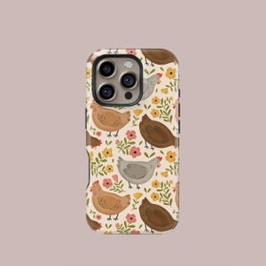 Cute Chicken Floral Pattern Phone Case, Rustic Chicken Cover - iPhone 16 15 14 13 12 11 Pro Max, Samsung Galaxy S25 S24 S23 S22 S21 Ultra