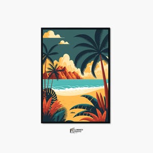 Instant Digital Download, Art illustration,Hawaii Beach Photography Print: Abstract Scandinavian Wall Art (Digital Download)
