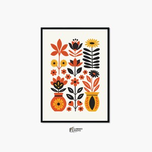 Instant Digital Download, Art illustration,Nordic Abstract Flowers Photography Print: Scandinavian Wall Art (Digital Download)