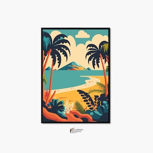 Instant Digital Download, Art illustration,Hawaii Beach Photography Print: Abstract Scandinavian Wall Art (Digital Download)