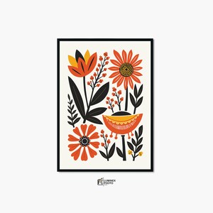 Instant Digital Download, Art illustration,Nordic Abstract Flowers Photography Print: Scandinavian Wall Art (Digital Download)