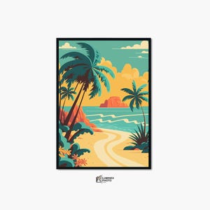 Instant Digital Download, Art illustration,Hawaii Beach Photography Print: Abstract Scandinavian Wall Art (Digital Download)