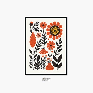 Instant Digital Download, Art illustration,Nordic Abstract Flowers Photography Print: Scandinavian Wall Art (Digital Download)