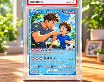 Personalized Pokedad Father's Day Card Block, Personalized Anime Cards, Custom Photo to Holo Card ,Father's Day Gifts for Poke Fan