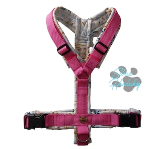 Dog harness meadow flowers fuchsia Y-harness padded softshell, handmade & individually adjustable – Dog harness handmade