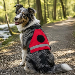 Warndecke für Hunde Rot – mit Klettfläche für Patches & Reflektorstreifen – Individuell beschriftbare Sicherheitsdecke – Hundewarnweste