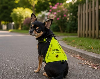 High-visibility blanket for dogs, neon yellow | Safety blanket with "DOG in training" print | Dog identification blanket | Identification blanket for training & walks