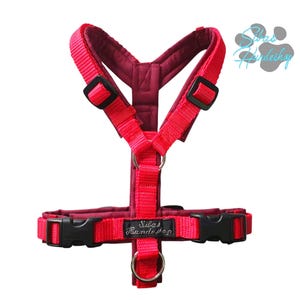 Dog Harness Bordeaux Red – Padded Y-harness made of outdoor fabric – ergonomic, handmade & adjustable – Dog Harness Individual