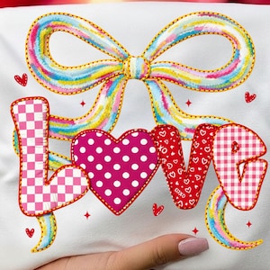 Amor de San Valentín PNG, Lazo de patchwork Alfa, Corazón rosa a cuadros Clipart, Diseño de sublimación para San Valentín (Descarga digital)